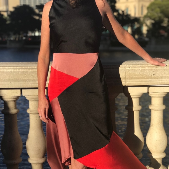 NWT Color-block Midi Cocktail Semi-Formal Dress - Picture 2 of 6